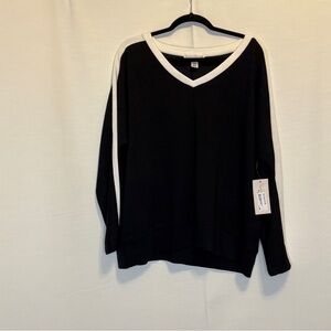 French Laundry Black and White Womens V-Neck Shirt